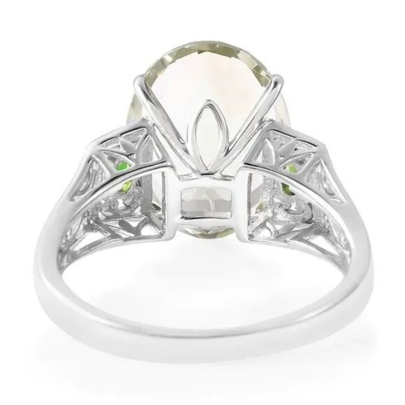 Russian Diopside Prasiolite Ring in Sterling Silver 8.50 ctw Size 7 - Picture 4 of 7